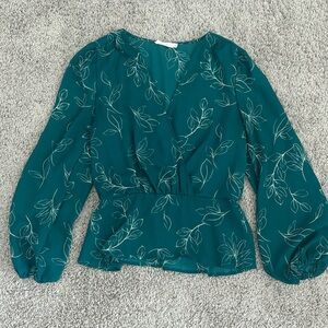 Silky, green Lush brand blouse. Size Medium.